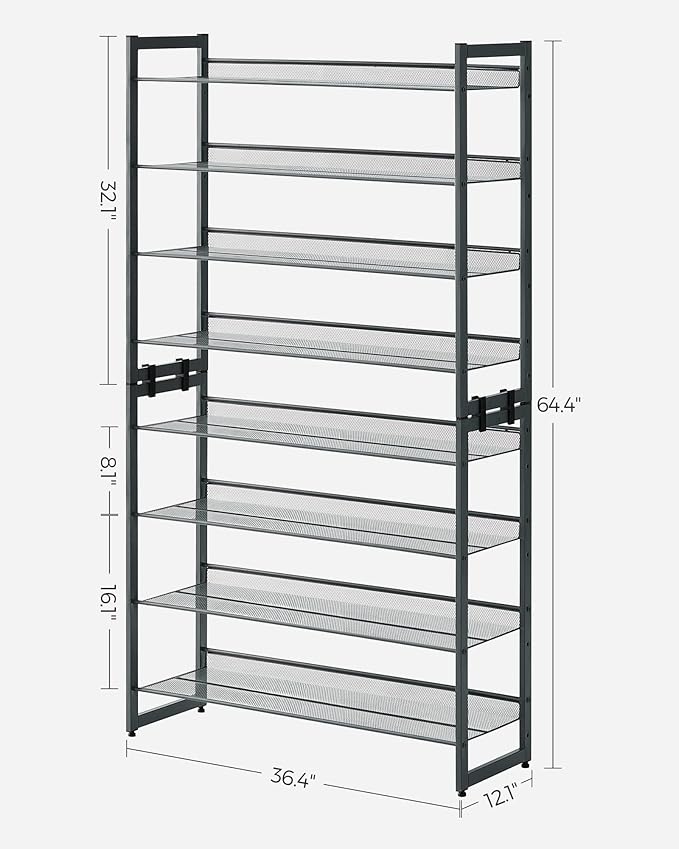 SONGMICS Shoe Rack, 8-Tier Shoe Organizer, Metal Rack - Image 3