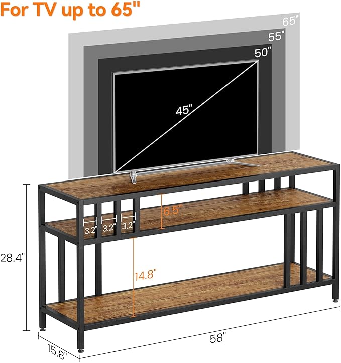 Garvee 58" TV Stand for Television up to 65 Inches, Entertainment Center - Image 7