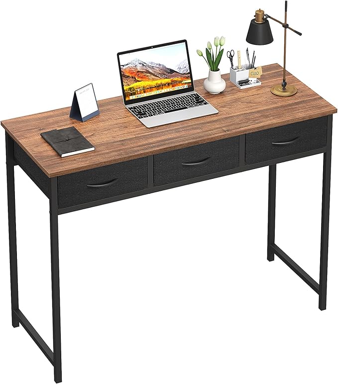 WOHOMO Computer Desk with Drawers, 39.3 Inch Bedroom Desk with Storage by WOHOMO