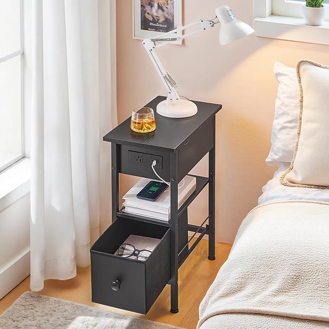 HOOBRO End Table with Charging Station, Flip Top Narrow Side Table with Storage - Image 5
