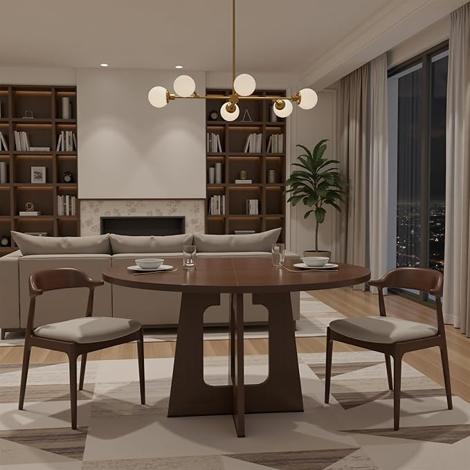 47" Round Dining Table for 4-6, Modern Small Dinner Table Farmhouse Round - Image 5