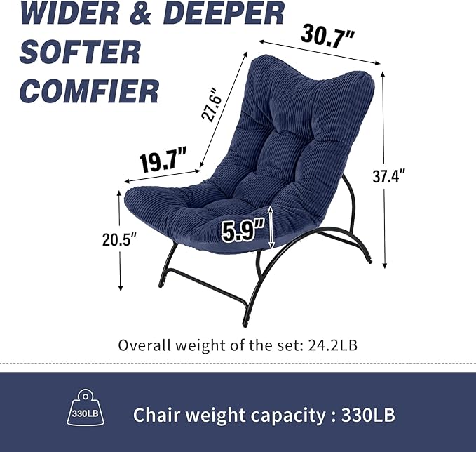Welnow Accent Lounge Lazy Chair, Comfy Soft Leisure Metal Frame Reading Chair - Image 2