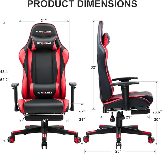 GTRACING Gaming Chair with Footrest, Ergonomic Computer Game Desk Chair - Image 2