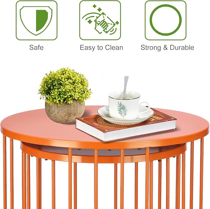 SUNNYPARK Outdoor Side Table Set of 2, Metal Circle Accent End Tables - Image 7