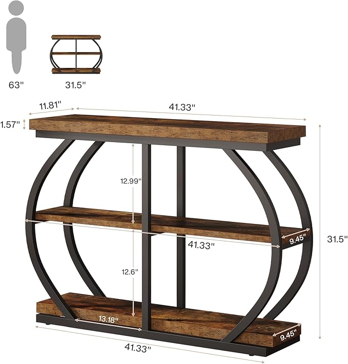 Tribesigns 41.3" Console Table, Industrial 3-Tier Entryway Table - Image 2
