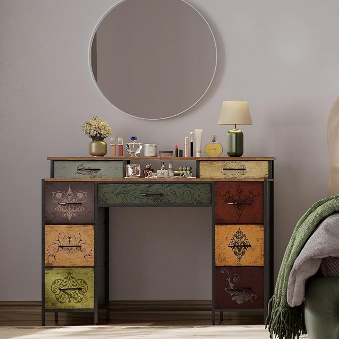 Dresser for Bedroom with 9 Drawers & 2 Open Shelves, Fabric Storage Cabinet - Image 3