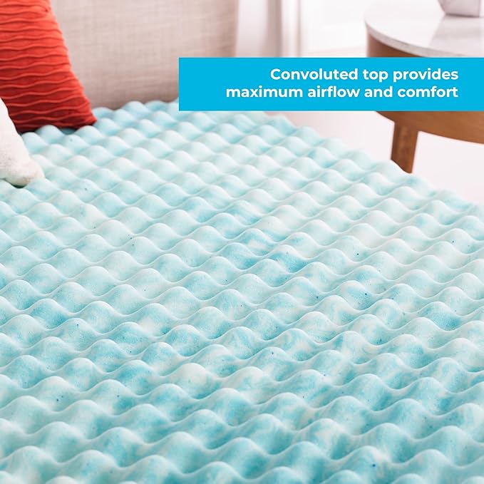 Linenspa 2 Inch Convoluted Gel Swirl Memory Foam Mattress Topper - Image 3