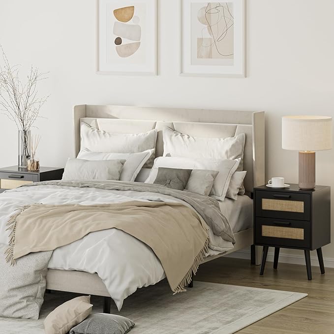 Masupu Rattan Night Stand, Modern nightstand Boho Bedside Table - Image 7