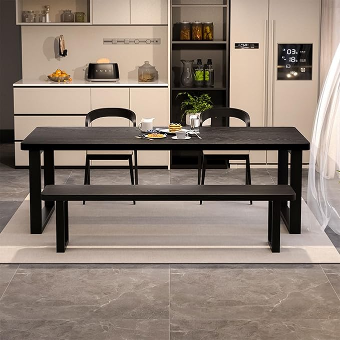 Solid Wood Dining Table for 4-8 People, 63 inch Long Farmhouse Kitchen Dining - Image 4