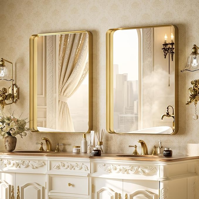 Bathroom Mirror 24x32 inch, Modern Round Corner Bathroom Vanity Mirror - Image 5