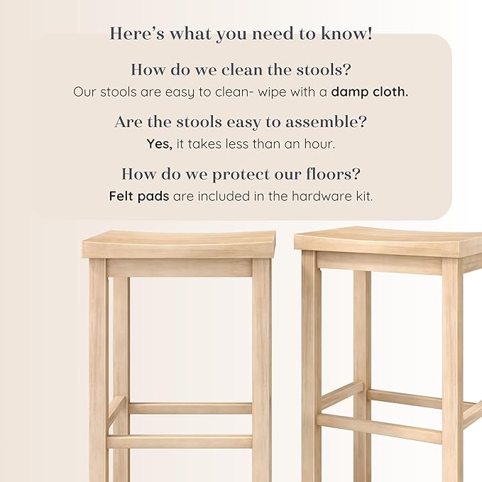 Grain & Grove Smith Collection Set of 2 Solid Wood Bar Stools, 30 inch - Image 5