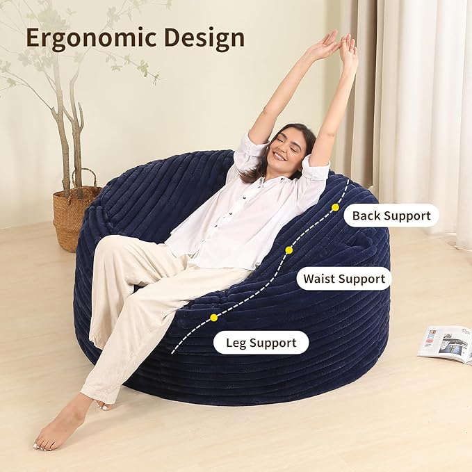 4FT Memory Foam Bean Bag Chair for Adults/Teens, Bean Bag Sofa - Image 4