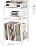 Yoobure Record Player Stand, 3-Tier White Side Table by Yoobure