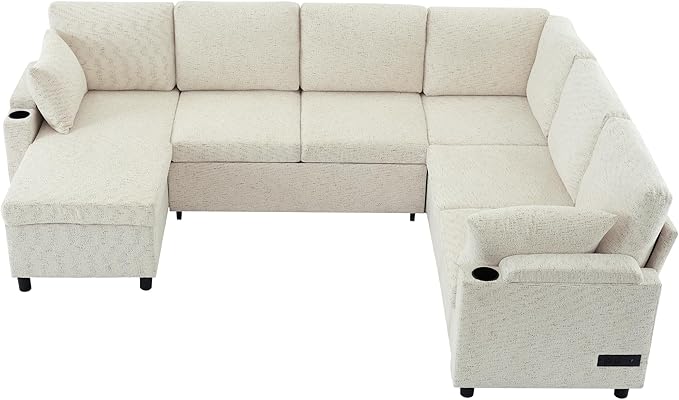Eafurn Oversized U Shaped Sectional Sleeper Sofabed Pull Out Couch Bed by Unknown