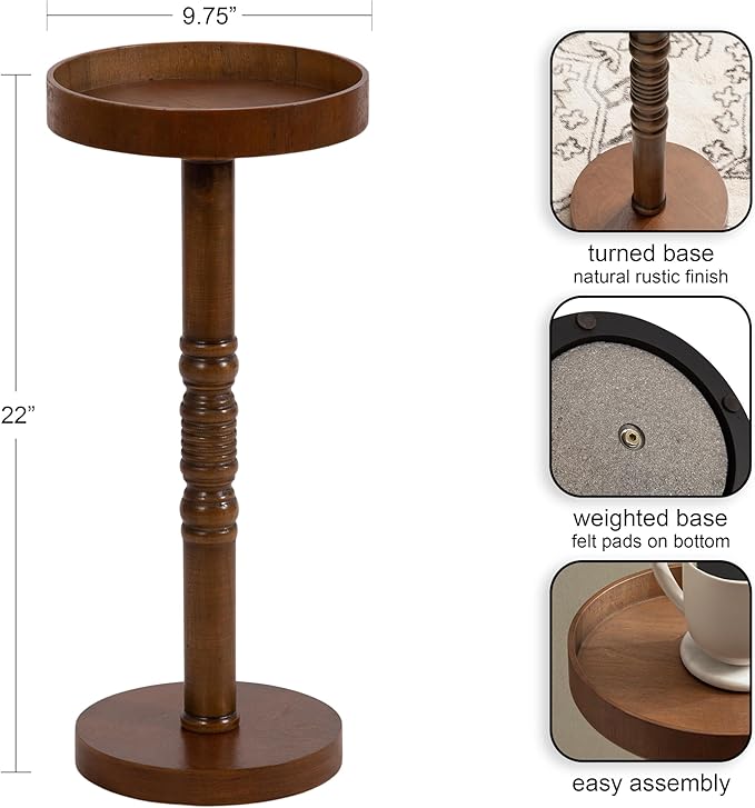 Kate and Laurel Bellport Farmhouse Round Drink Table; 10 x 10 x 22; Natural - Image 3