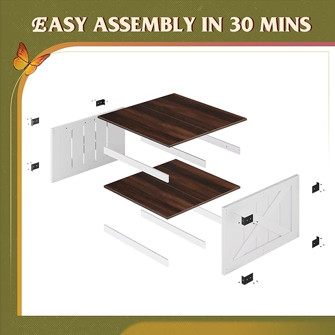 WLIVE Coffee Table, Farmhouse Coffee Table - Image 8