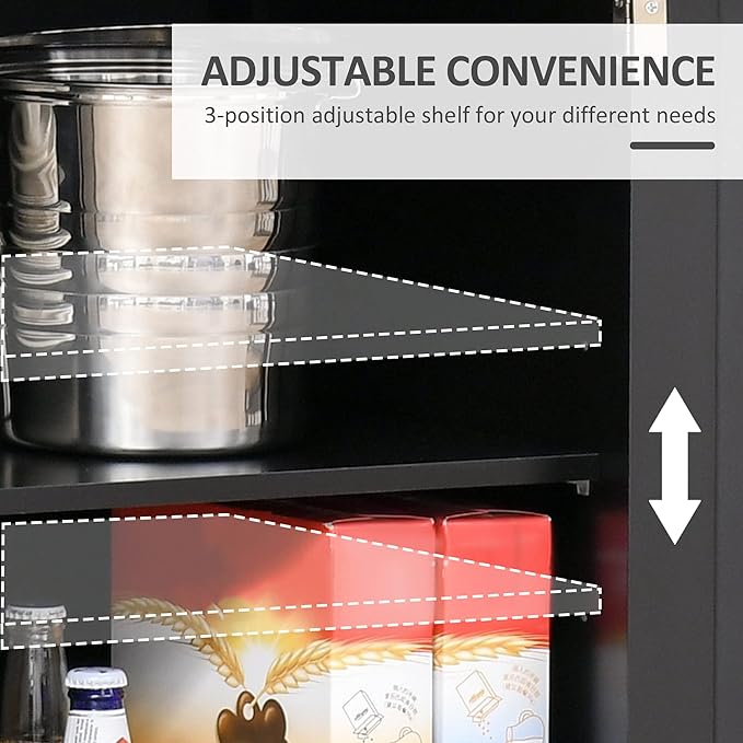 HOMCOM Sideboard with Solid Wood Countertop, Modern Kitchen Storage Cabinet - Image 6