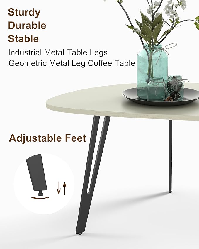 Manora Small Oval Coffee Table White, Modern Coffee Tables - Image 7