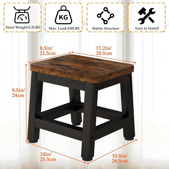 IBUYKE Small Step Stool for Adults Kids, Wooden Bedside Step Stool for High Beds - Image 4