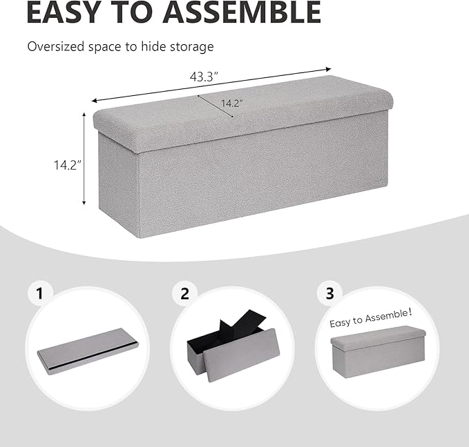 43 Inches Storage Ottoman Bench - Image 3