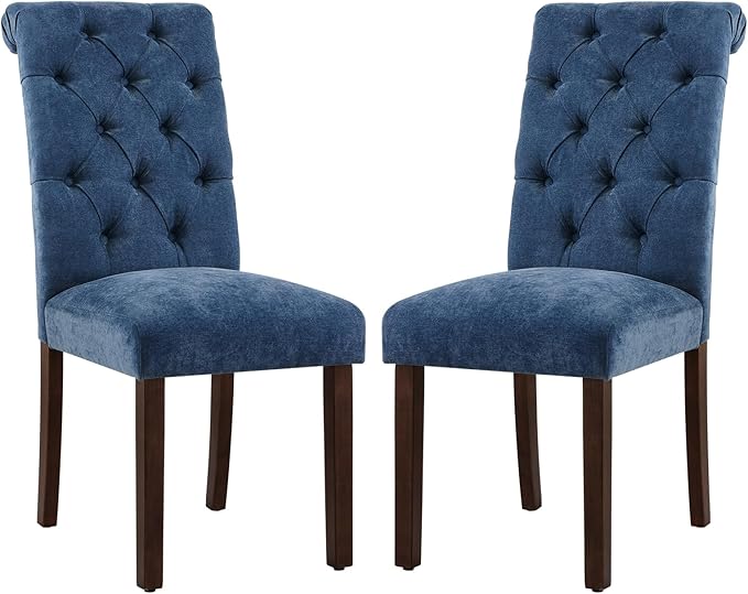 COLAMY Button Tufted Dining Chairs Set of 2, Parsons Upholstered Fabric Dining - Image 6