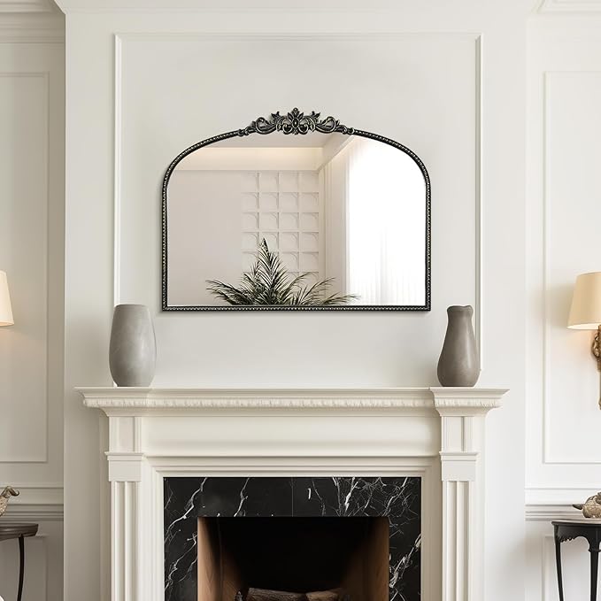 WallBeyond Black Antique Arched Vintage Wall Mirror, 24x32 Inch, Iron Frame - Image 2