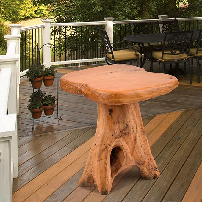 Small Side Table, Unique Design Live Edge Wood Stool, Freeform Natural Plant - Image 5