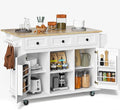 Rovibek Kitchen Island with Drawers 53 in Rolling Island Cart Mobile Solid Wood by Rovibek