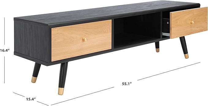 SAFAVIEH Beatrix TV Stand for up to 60" Flatscreen – Black & Oak, 2 Doors - Image 13