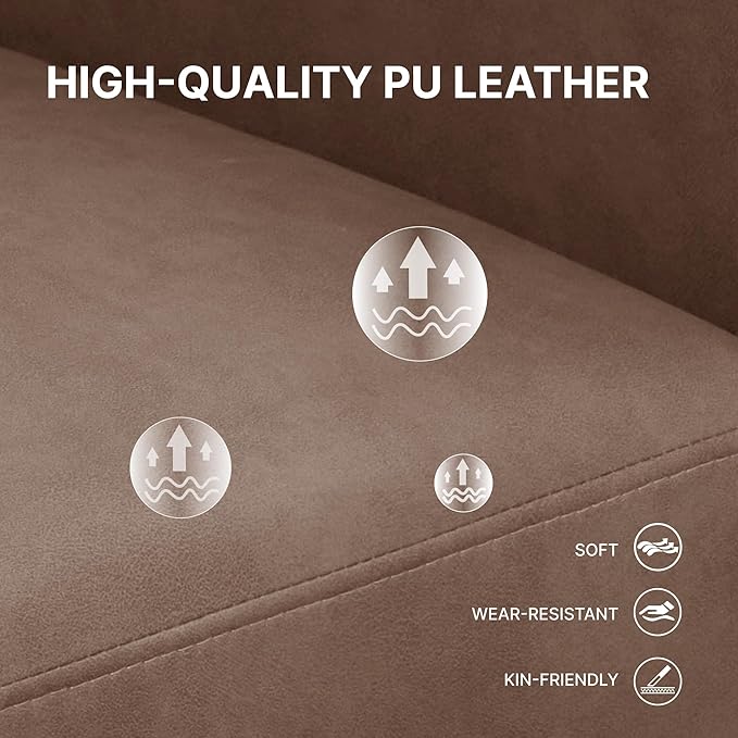 89" Sofa Couch for Living Room Faux Leather Upholstered Couch - Image 6