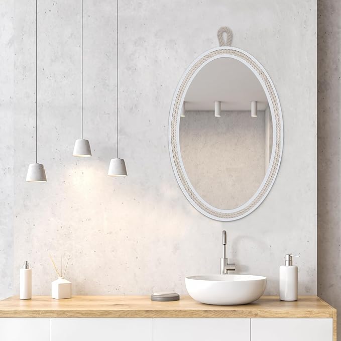 Farmhouse Wall Mirror Rope Mirror Decorative Mirror - Image 3