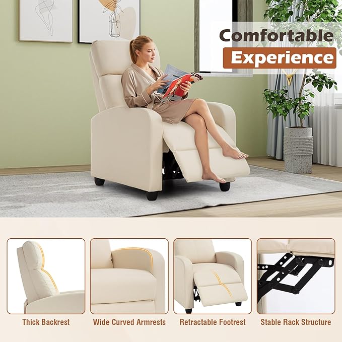 BestMassage | Recliner Chair | No Massage Function | Pu Beige | - Image 4
