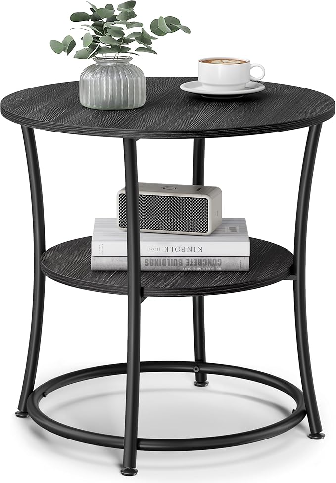 VASAGLE Side Table, 2-Tier Round End Table, Nightstand by VASAGLEbySONGMICSHOME