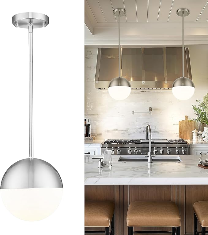 LMS Brushed Nickel Pendant Lights Kitchen Island, Adjustable Hanging Lighting by LMS