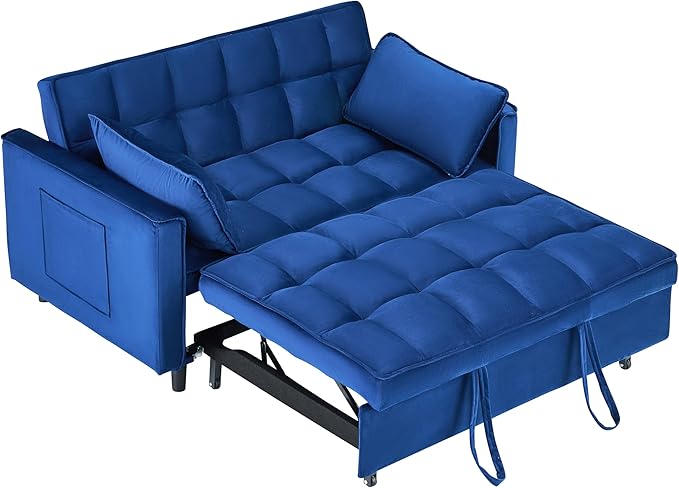 Ball & Cast 3 in 1 Convertible Sleeper Sofa Bed, Velvet Futon Couch - Image 11