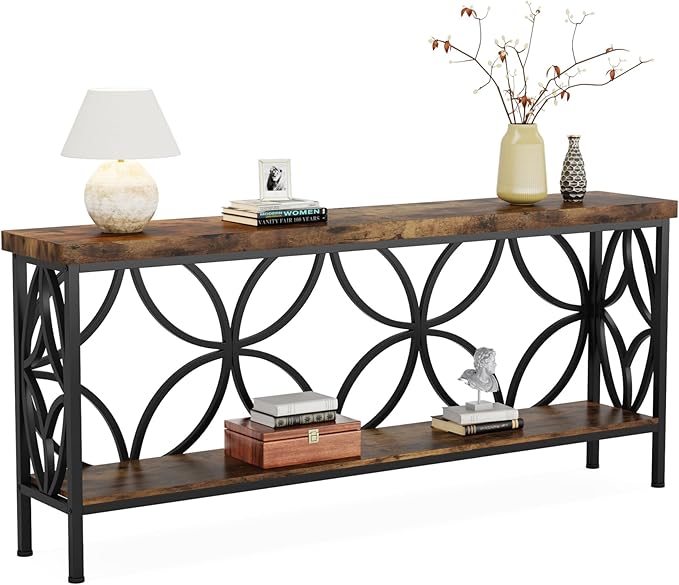LITTLE TREE Sofa Table, 70.9 Inch Industrial Behind Couch Table by LITTLETREE