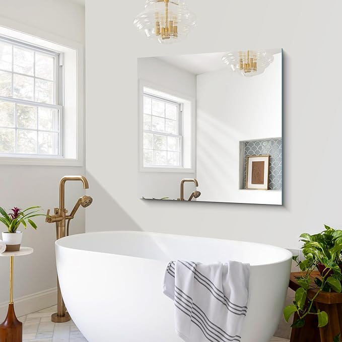 Frameless Mirror, 39x39 inch Square Bathroom Mirrors - Image 4