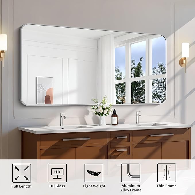 FORBATH 30x60 Inch Silver Bathroom Mirror - Image 7