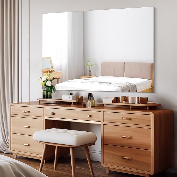 Frameless Rectangle Mirror, 36x48 Inch Large Bathroom Mirrors - Image 2