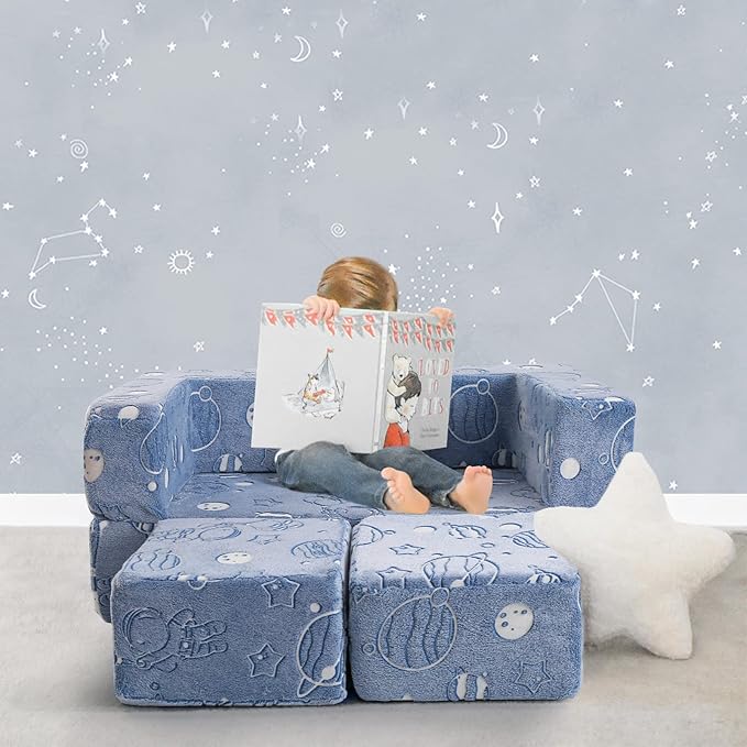 MeMoreCool Glow in The Dark Space Kids Modular Play Couch, Bedroom and Playroom - Image 6
