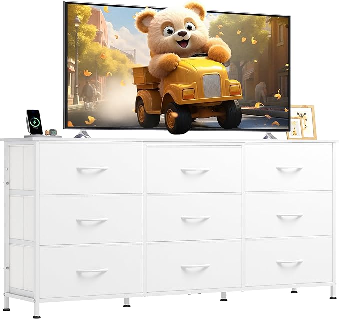 WLIVE 54''W Dresser for Bedroom, 65 inch TV, Wide Chest of Drawers by WLIVE