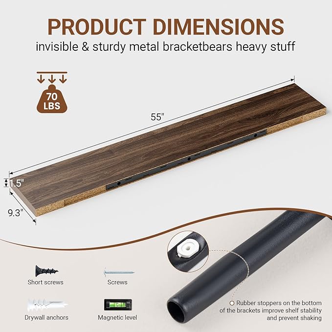 Heimlove 55 Inch Long Floating Shelves - Image 3