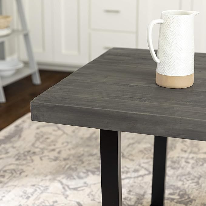 Walker Edison Andre Modern Solid Wood Dining Table, 52 Inch - Image 4