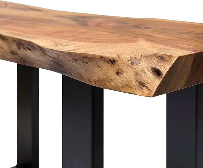 Alpine 2-Tier End Table with Live Edge Design – 27-Inch Solid Acacia Wood - Image 9