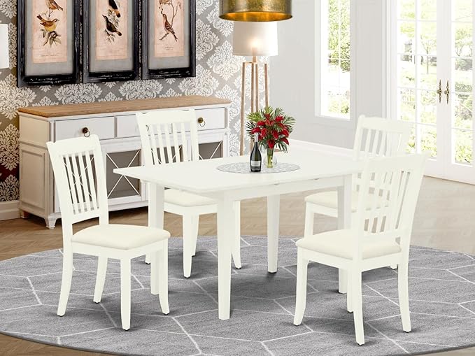 East West Furniture NODA5-LWH-C 5 Piece Kitchen Table & Chairs Set Includes a - Image 6