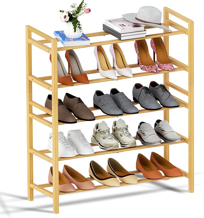 Haddockway Bamboo Shoe Rack for Closet, Free Standing Shoe Organizer by Haddockway
