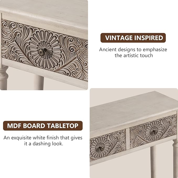 COSIEST Console Table with 2 Drawers, MDF Narrow Entryway Table with Storage - Image 5