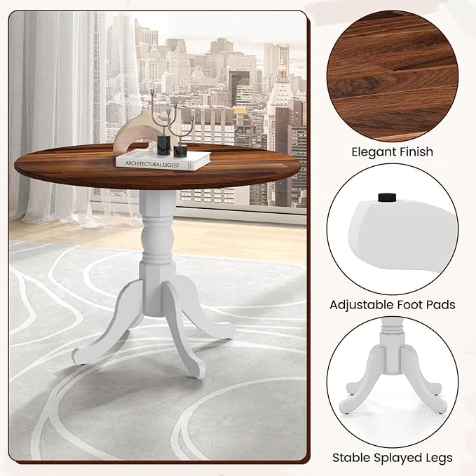 COSTWAY Round Dining Table for 4, 39 inch Kitchen Table - Image 5