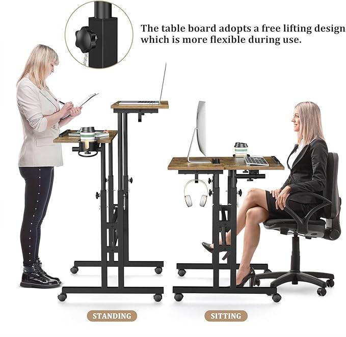 Small Standing Desk with Wheels, Mobile Stand Up Desk, Portable Standing Table - Image 6