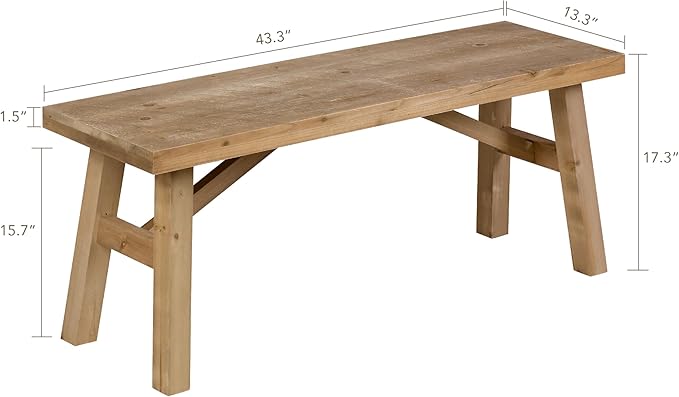 Sawmill Long Wood Bench, Rustic Entry Way Benches Seat, Solid Wood, Handcraft - Image 2